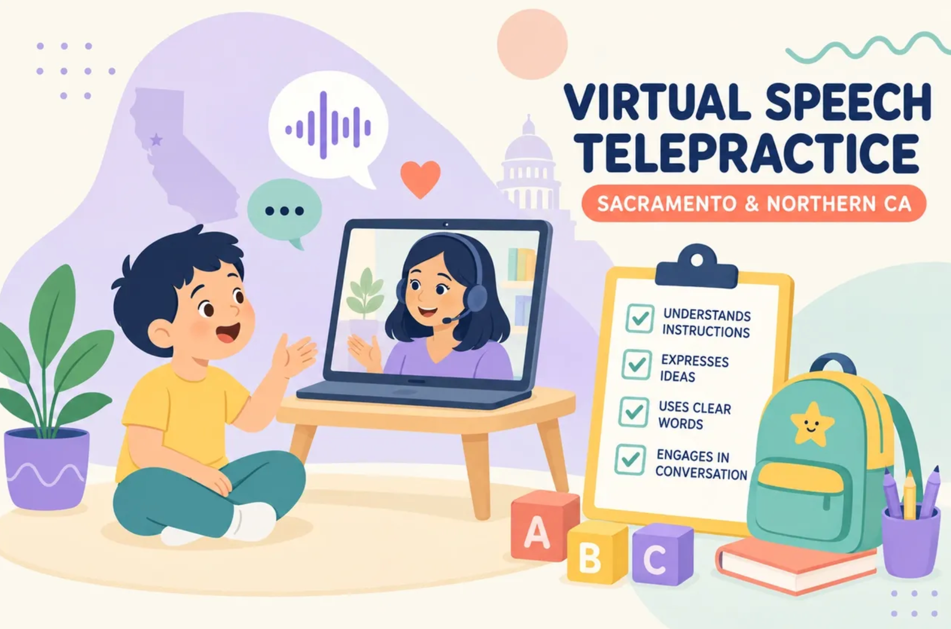Virtual Speech Therapy Assessments in Sacramento (and Throughout California)